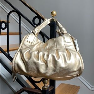 NWOT very large gold leather Cole Haan purse